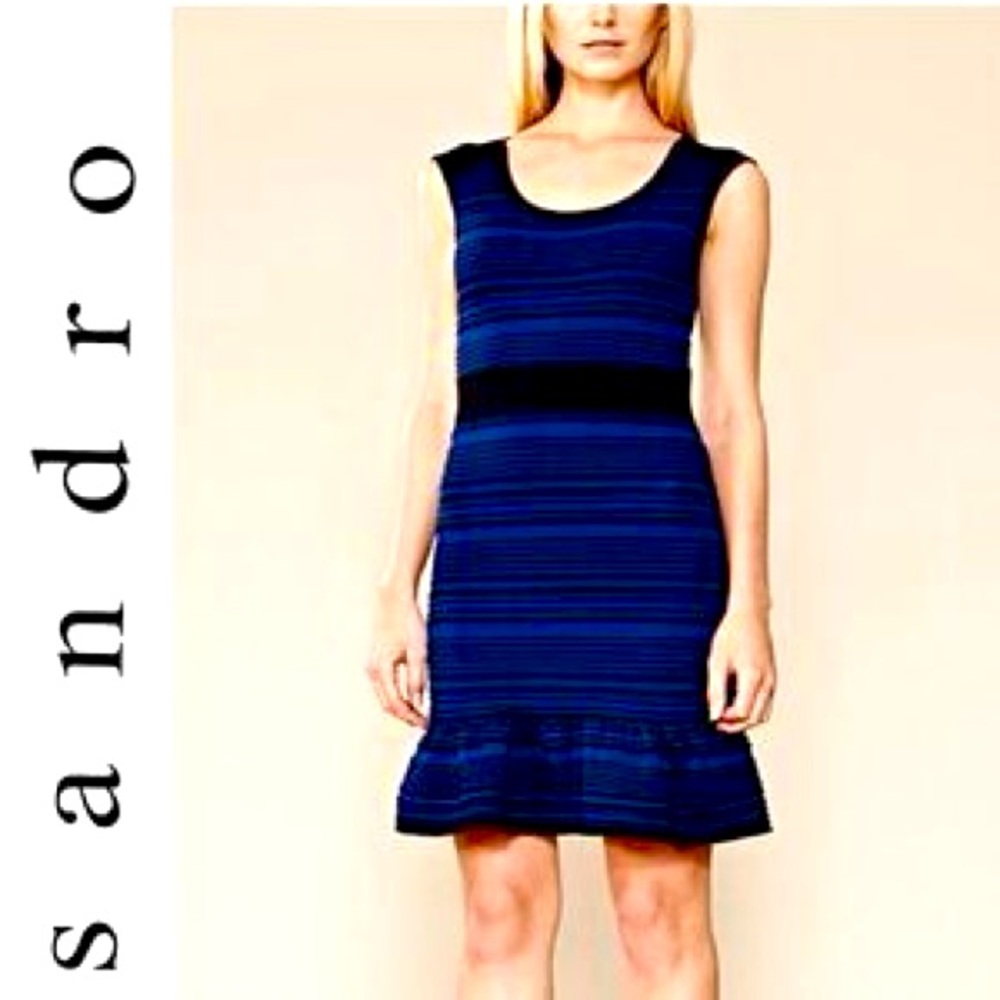 Sandro Blue Striped Mini Dress